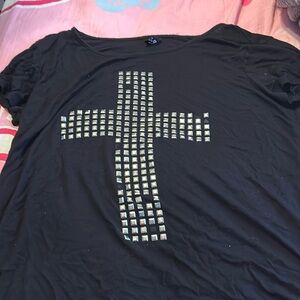 Silver bling cross tee